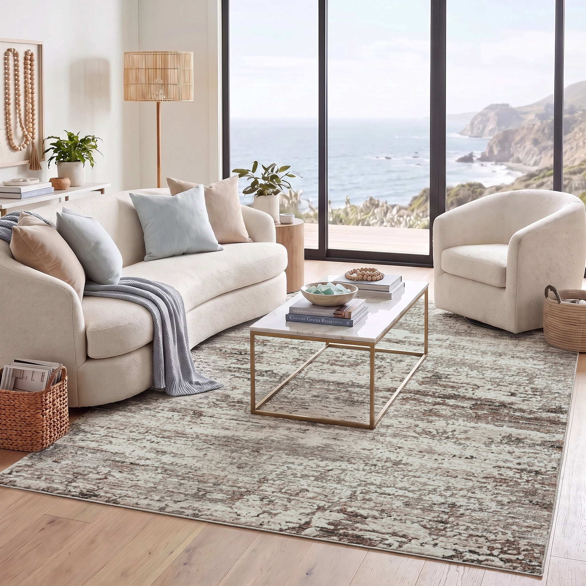 Harlow Hill Brielle Sara Abstract Indoor Polyester Blend Area Rug, Dark Gray, 4' x 6'