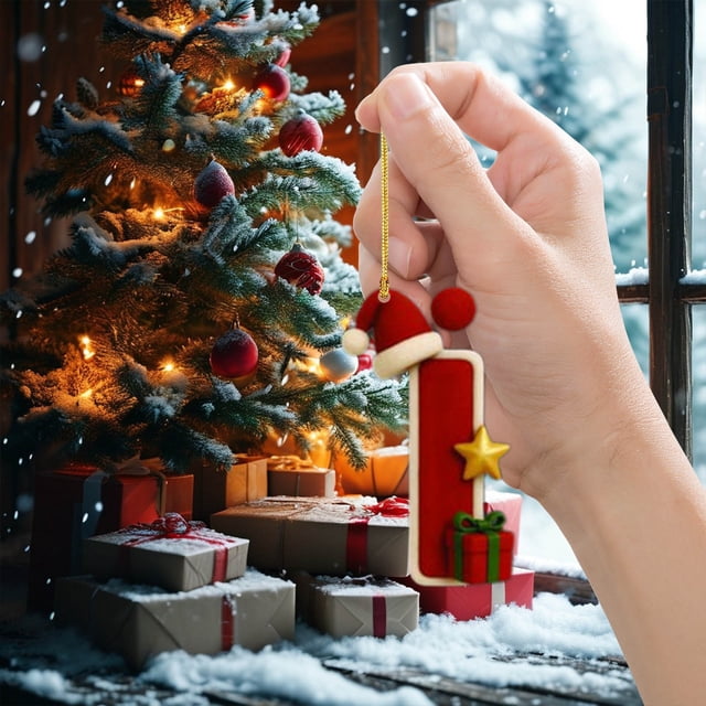 Colgante Navideño Acrílico 2D con 26 Letras para Árbol de Navidad. Ideal Como Regalo Decorativo para Fiestas Navideñas Familiares. | Colgante con Inicial | Adornos Colgantes | Decoración Navideña par