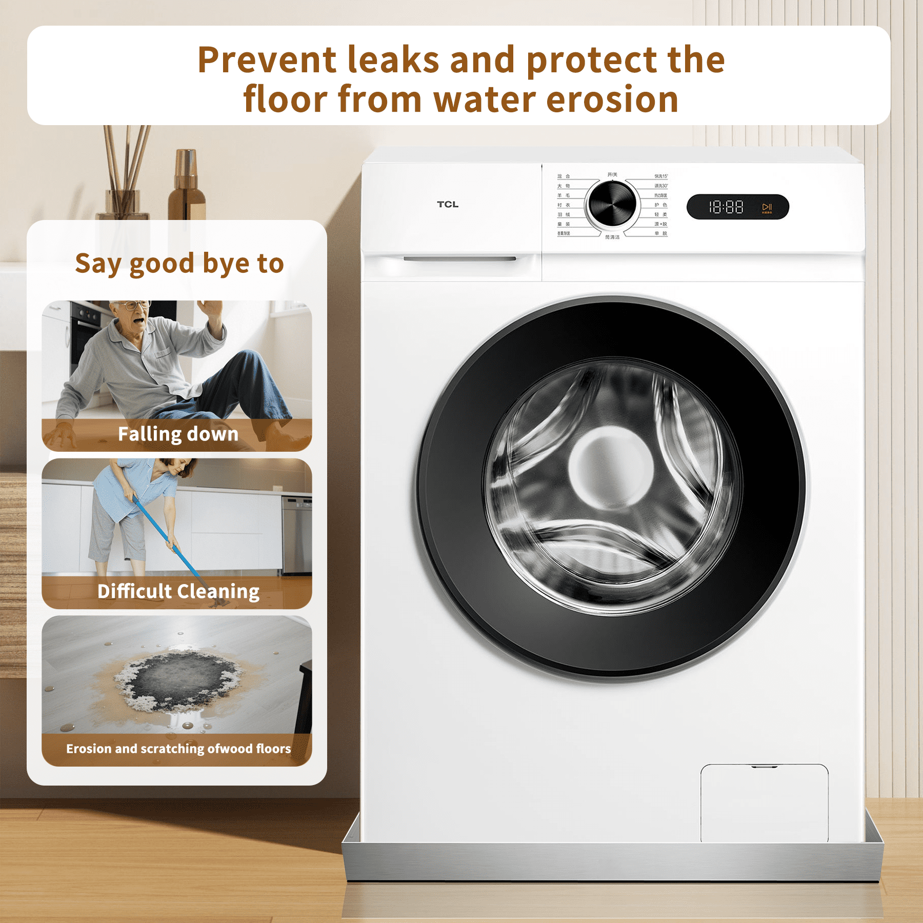 Cxforste Washing Machine Drain Pan - 27" x 25" x 2.5" - 304 Stainless Steel Heavy Duty Washing Machine Tray No Hole