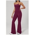 thumbnail image 3 of PISONIC Workout Sets for Women, 2 Piece Seamless Spaghetti Straps Crop Top Matching High Waist Flare Leggings Gym Yoga Outfits, 3 of 7