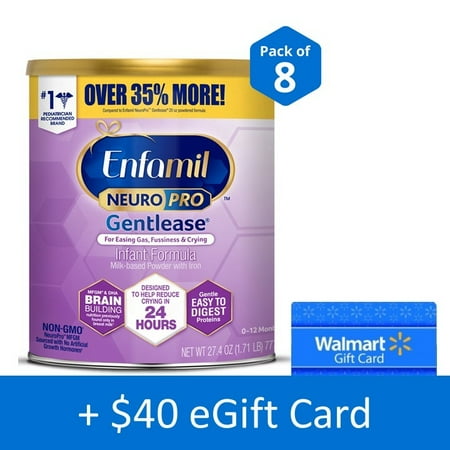 Enfamil Gentlease NeuroPro Infant Formula, 8 Value Cans and Receive $40 eGift Card