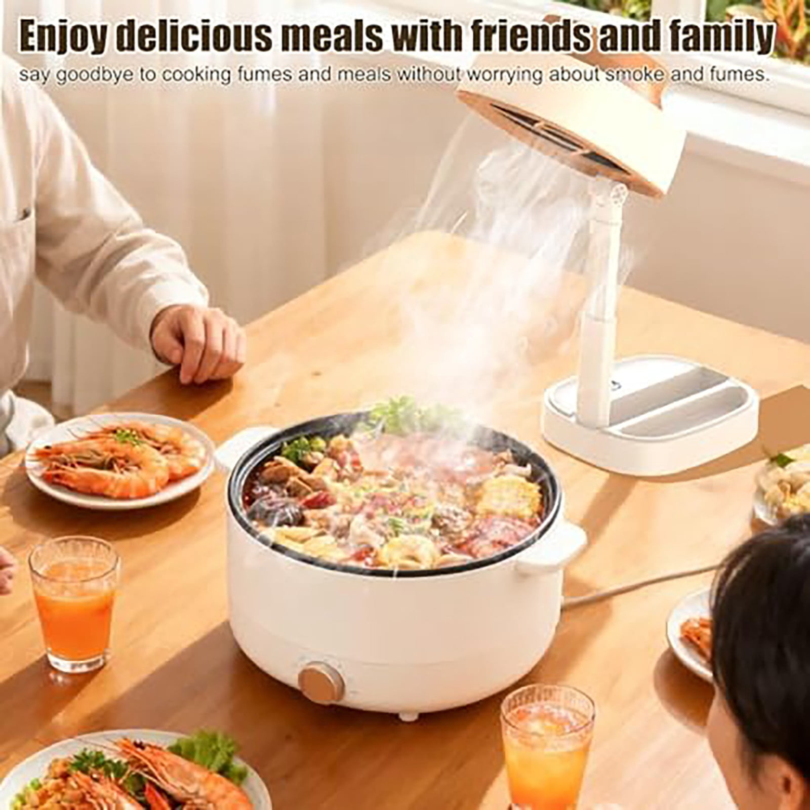 Rechargeable Kitchen Exhaust Fan, Folding Desktop Range Hood, 5 Speed Angle Extractor with Grease Filter, Portable Cooking Ventilation Device, Indoor Air Tool, Stove Accessory for Home