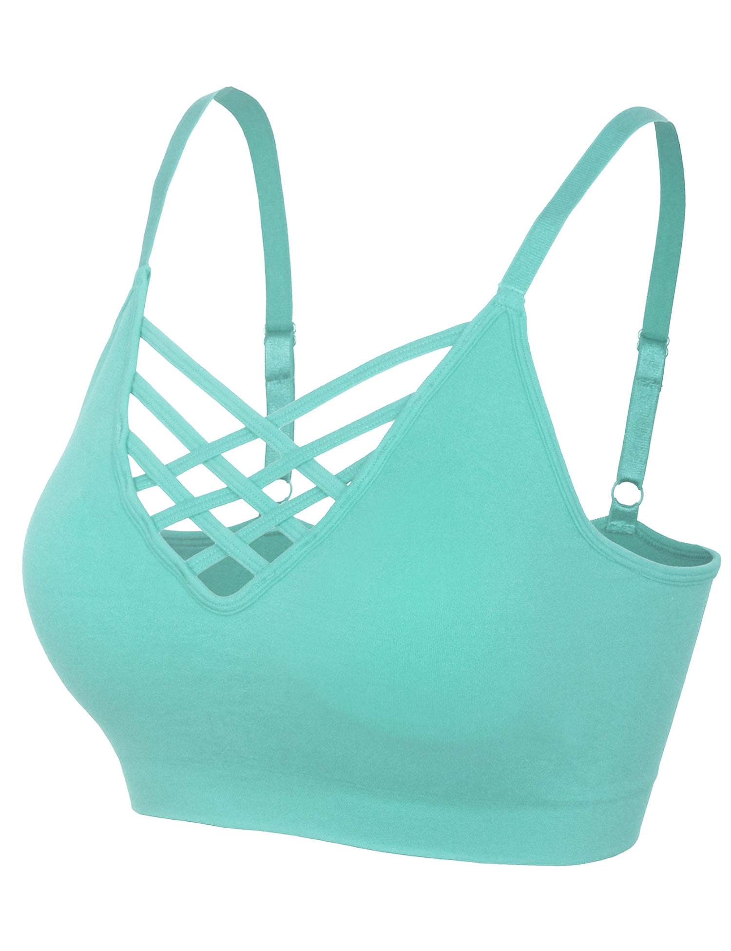Women's Front V-Lattice Bralette with Adjustable Straps and Removable -  KOGMO