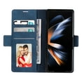 thumbnail image 4 of Samsung Galaxy Z Fold 5 Wallet Case Samsung Galaxy Z Fold 5 Luxury PU Leather Case, Book Folding Flip Retro Case with Kickstand, [RFID Blocking] Credit Card Slot Magnetic Closure Cover, Blue, 4 of 8