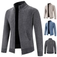 thumbnail image 5 of qucoqpe Mens Stand Collar Cardigan Sweater Knit Zip Up Closure with Pockets Winter Jacket Outerwear, 5 of 5