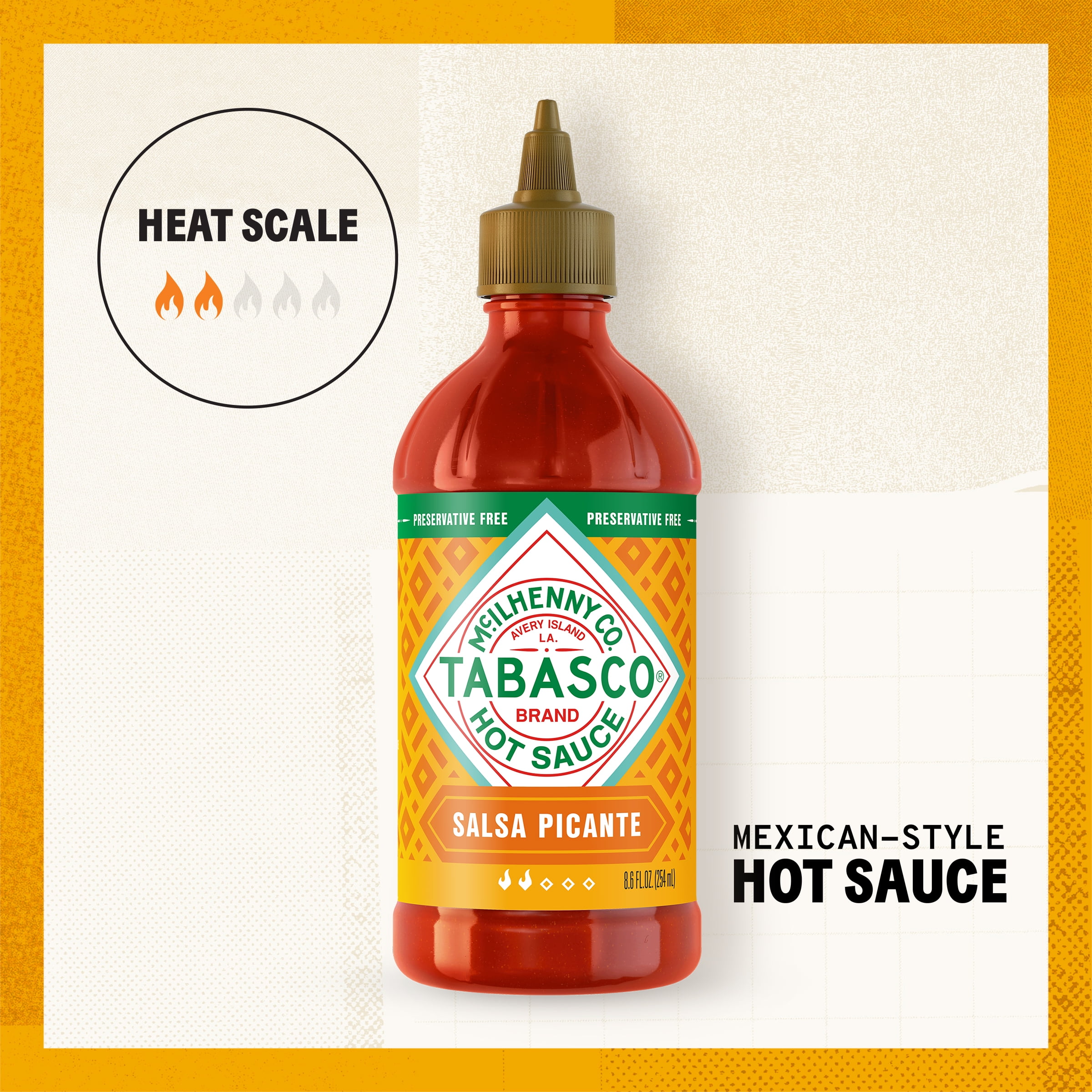 Tabasco Salsa Picante, Hot Sauce, 8.6 fl oz Regular Plastic Bottle, Gluten Free