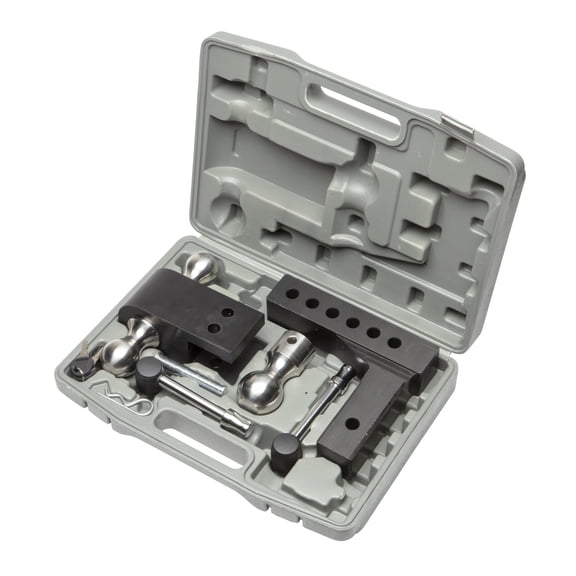 Aluma-Tow 2 in. Receiver Ultra Adjustable Rust-Free Ball Mount Hitch - 6 in. Drop, 6.75 in. Rise, 12,000 lb Capacity w/ 3 Interchangeable Balls & Locking Pins for Trailers, Boats, RVs