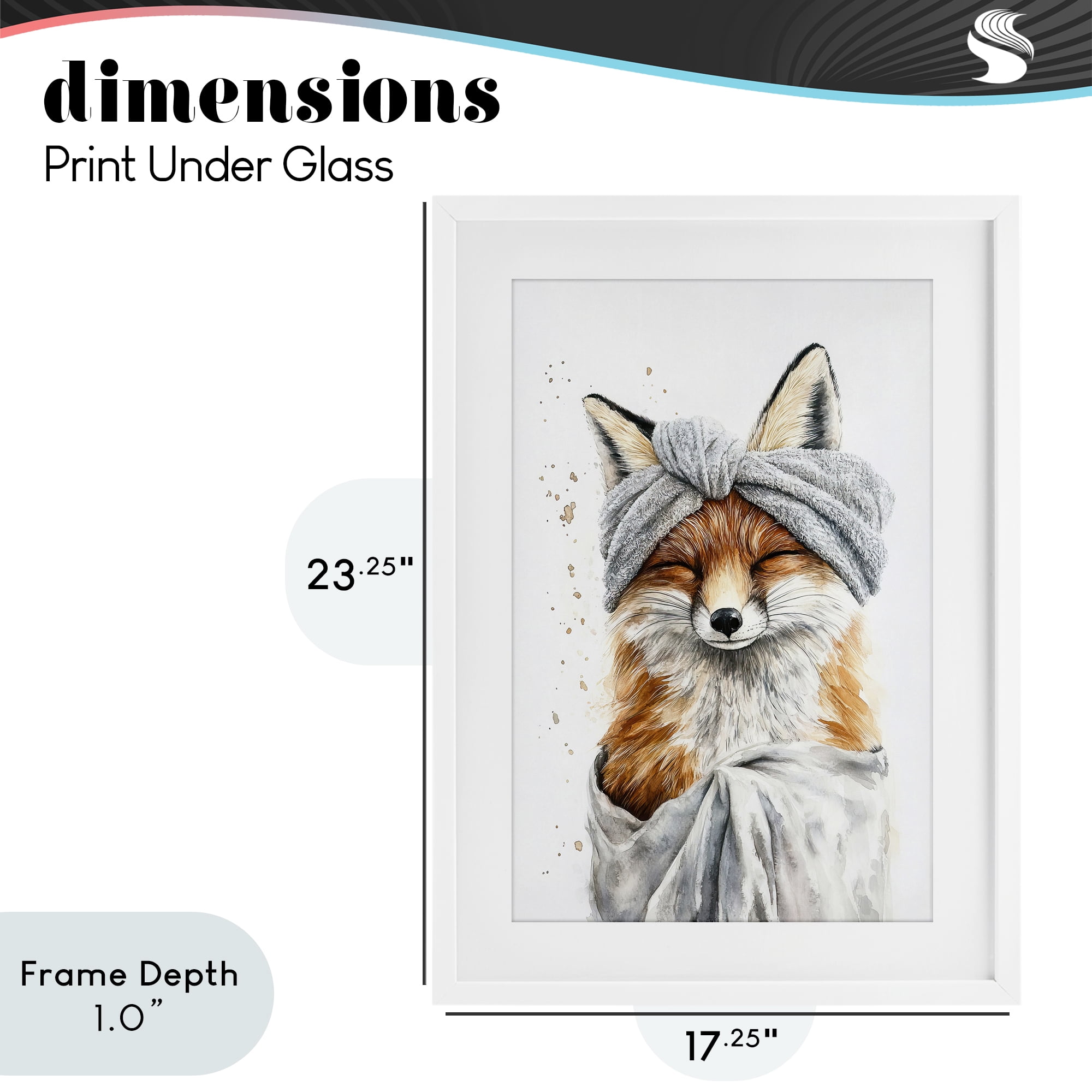 Stupell Industries Bathroom Fox Wrapped in Towel White Framed Print Under Glass, design by Tina LeCour