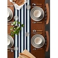 thumbnail image 2 of Aqua Navy Blue Striped Table Runner Cotton Linen 90 Inch Holiday Dresser Scarves, Modern Abstract Lines Geometric Tablerunner for Kitchen Coffee Dining Bedroom Dinner Scarf Décor 13''x90'', 2 of 9