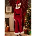 thumbnail image 4 of Women's Christmas Romper with Plush Trim Decoration Xmas Velvet Jumpsuit, 4 of 6