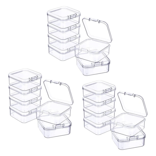 18 piezas Mini caja de almacenamiento de plástico transparente para coleccionar artículos pequeños, cuentas, joyas, tarjetas de presentación