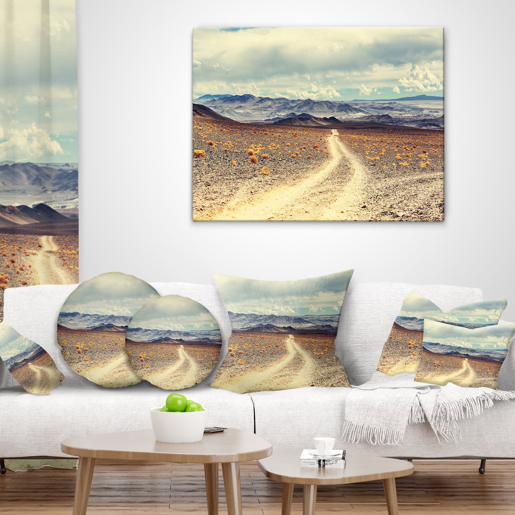 Designart Dry Grass and Mountains in Argentina - Landscape Printed Throw Pillow - 18x18