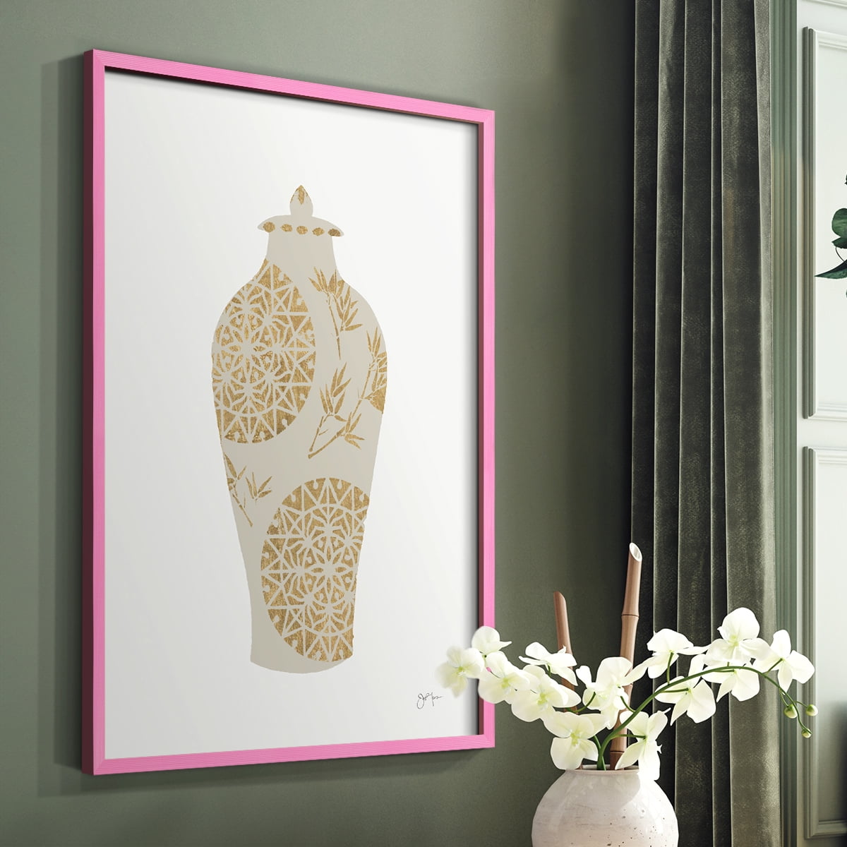 Neutral Urn II in Pink Solid Wood 11 x 14 Framed Print