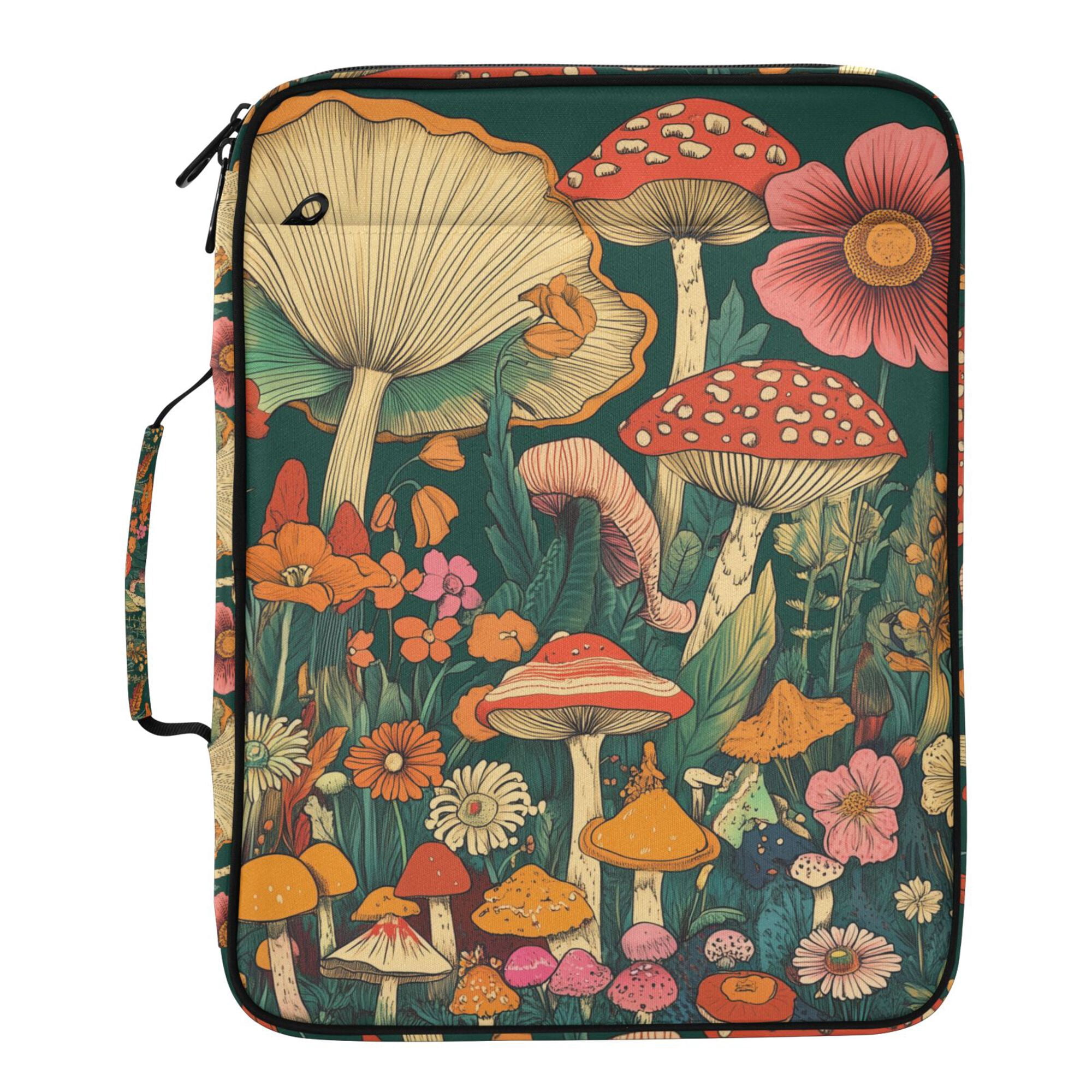 FORMRS Accordion File Folder A4 Size 7-Pocket Expanding Document Organizer Bag with 3 Ring Binder, Floral Mushroom