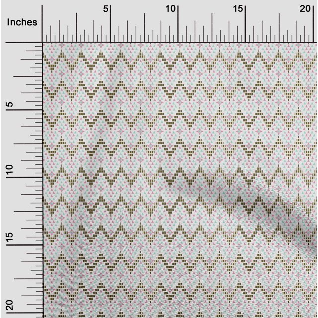 oneOone Cotton Poplin Fabric Chevron|Triangle & Square Geometric Printed Fabric 1 Yard 56 Inch Wide