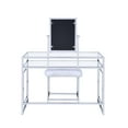 thumbnail image 5 of ACME Josh Vanity Table, Mirror, and Stool in White and Chrome, 5 of 12
