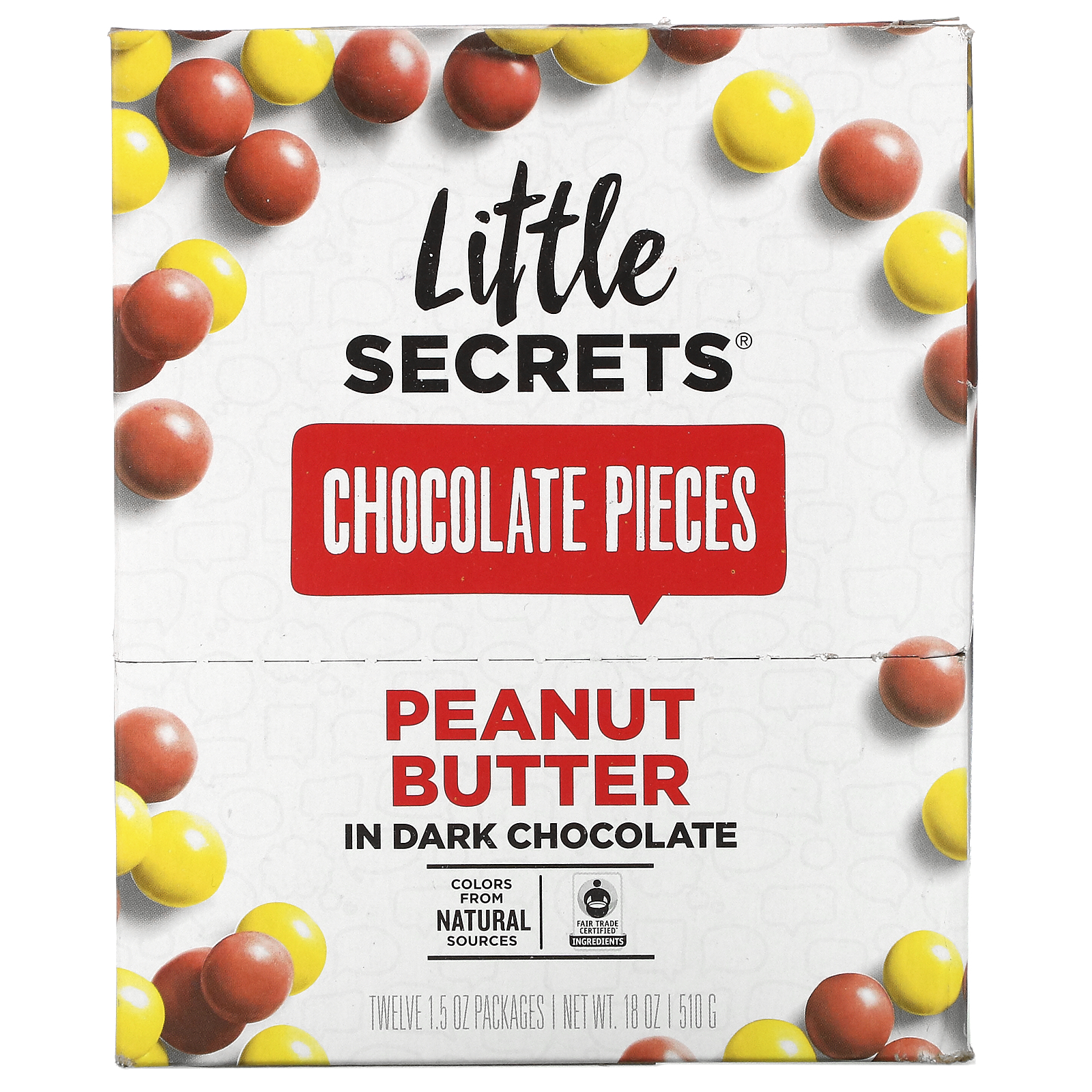 Little Secrets Dark Chocolate Pieces, Peanut Butter, 12 Pack, 1.5 oz (42.5 g) Each - image 1 of 2