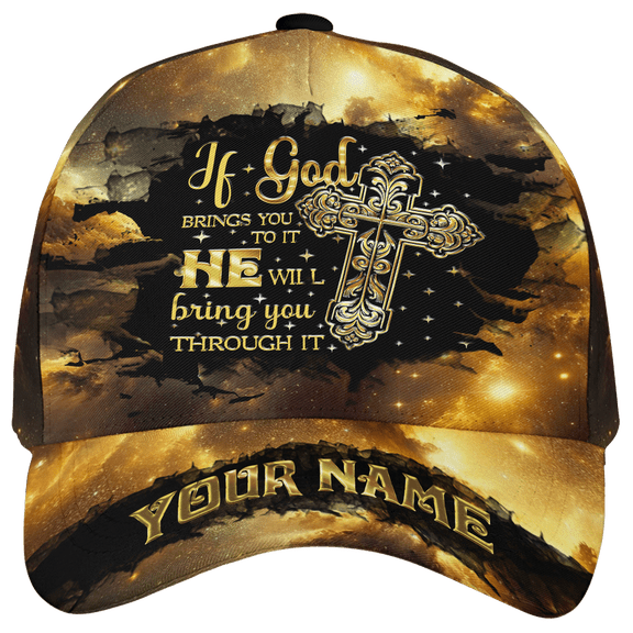 Lotusprinthandmade Personalized Name Jesus God Christian Classic Baseball Cap One Size Multicolor