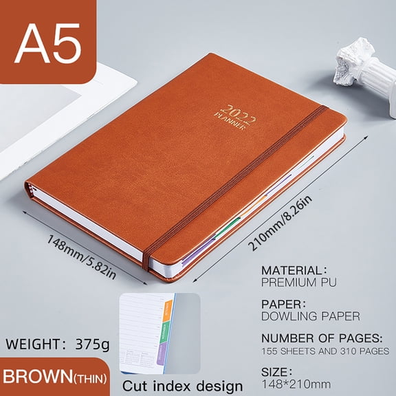 SUSHANG Hardcover 2022 Planner - 6" X 8" - (January 2022 - December 2022) - Weekly/Monthly Agenda organizer & Calendar Book, Leather Cover