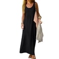 thumbnail image 6 of Women's Sleeveless Maxi Slip Dress, Modal Nightgown Dress for Women, Relaxed Fit Long Sleep Dress, Loungewear and Beach Cover Up-Black, 6 of 10