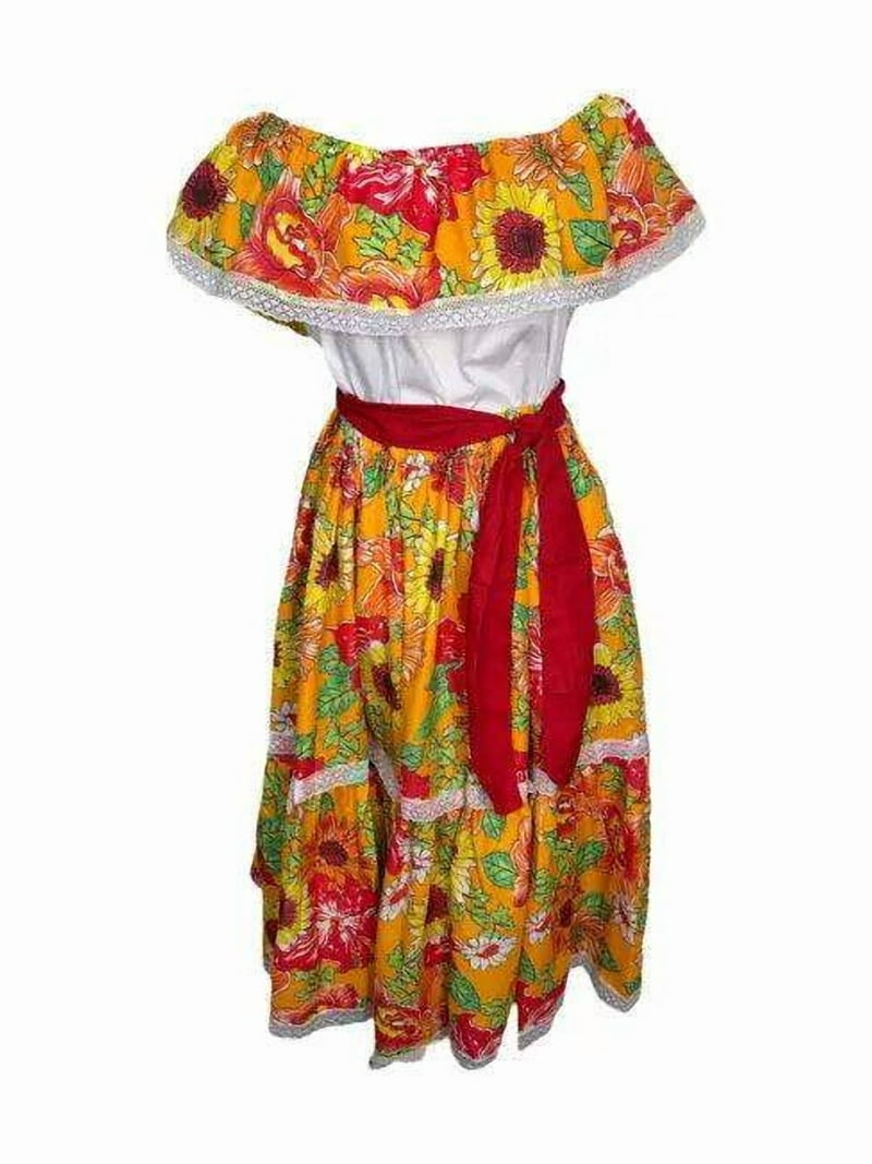 Floral Jibarita Campesina Dress for Adults - Puerto Rican & Nicaraguan  Heritage - Walmart.com
