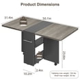 thumbnail image 4 of Movable space-saving foldable kitchen mesa para 4 con 2 almacenamiento estantes y 6 wheels-ideal para para small kitchens y dining rooms (gray), 4 of 9