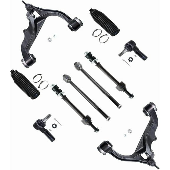 10 pc Front End Suspension Kit for Dodge Ram 1500 2006-2012 [5 Lug] 2 Lower Control Arms w/Ball Joint 2 Sway Bar 4 Inner & Outer Tie Rod 2 Boots Complete set