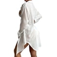 thumbnail image 2 of AKOEE Swimsuit Cover Up Shirt Dress for Women Long Sleeve Button Up Linen Blend Beach Bikini Coverups (XL, White), 2 of 6