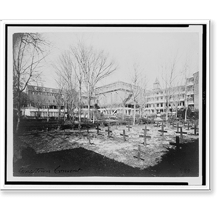 Historic Print, [Exterior view of Georgetown Visitation Preparatory School, with cemetery in foreground, Washington, D.C.], 16" x 20"