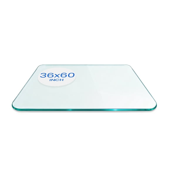 Dulles Glass 36"x60" Rectangle Table Top 3/8" Thick, Flat Polished Tempered Glass for Indoor Dining or Outdoor Patio, 75 Pounds