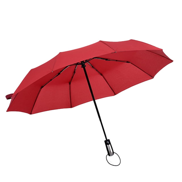 Paraguas plegable automático doble a prueba de viento para mujer y hombre, paraguas grande de lujo para negocios, sombrilla para lluvia (rojo)