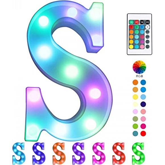 Qinwei Guirlande Lumineuse LED Colorée avec Télécommande, Lettres de Fête, Décorations pour la Maison --- Multicolore S