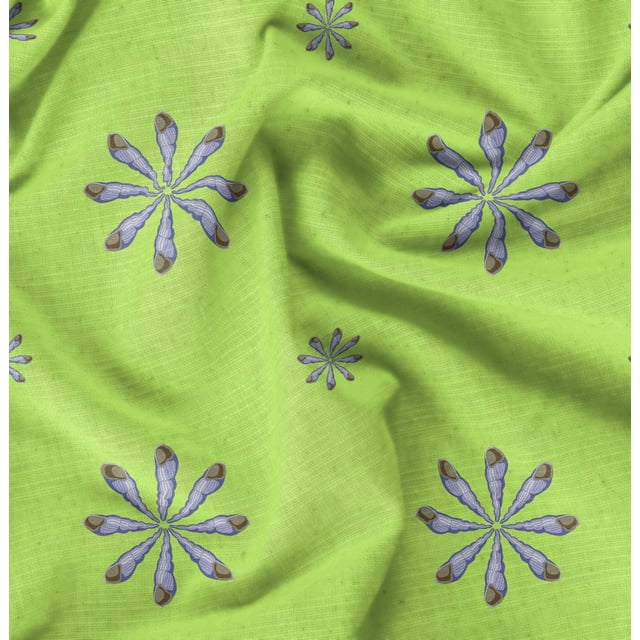 Soimoi Green Cotton Cambric Fabric Shells Ocean Printed Fabric 1 Yard 56 Inch Wide