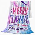 thumbnail image 2 of Merry Flipmas Gymnast Silhouette, Festive Holiday Scene, Warm Flannel Blanket for Living Room and Reading Nook, Art Lovers Valentine's Day Gift, Festive Home Decor, 2 of 9