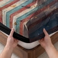 thumbnail image 3 of Twin Sze Fitted Sheet Set - Eagle 2 Piece Bedding Sets 16" Deep Pocket Fitted Sheet with 1 Pillowcase, American Flag Blue Star Red Blue Striped Vintage Wooden Brushed Microfiber Hotel Bed Sheets, 3 of 9