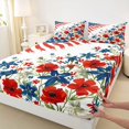 thumbnail image 4 of Manfei Cute Flowers Print Queen Sheets,Classic Us Flag Queen Sheet Sets,White Red Blue,4 Pieces,1 Flat Sheet, 1 Fitted Sheet and 2 Pillowcases, 4 of 6