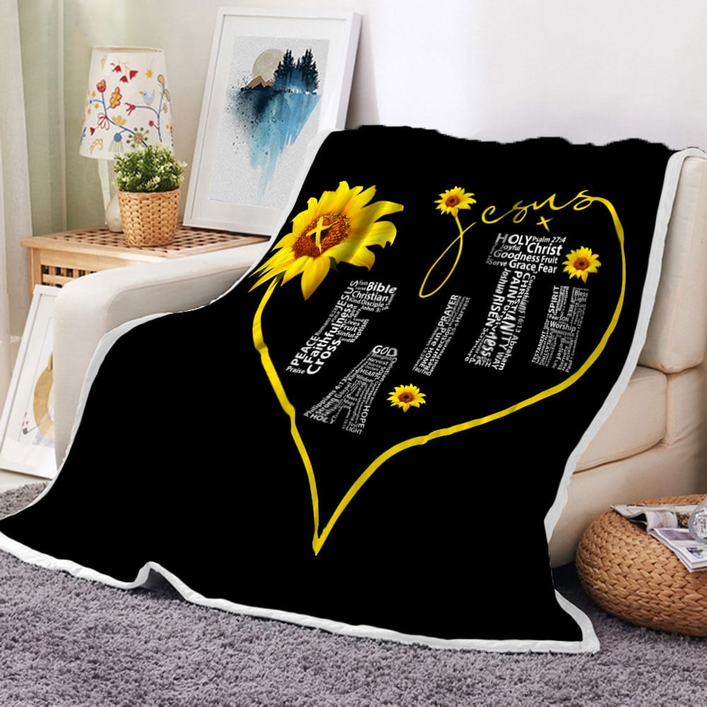 Sunflower Throw Blanket, Sunflower Inspirational Motivational Throw