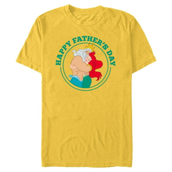 Disney The Little Mermaid Ariel and King Triton Father's Day - Short Sleeve Blended T-Shirt for Adults - Customized-Yellow