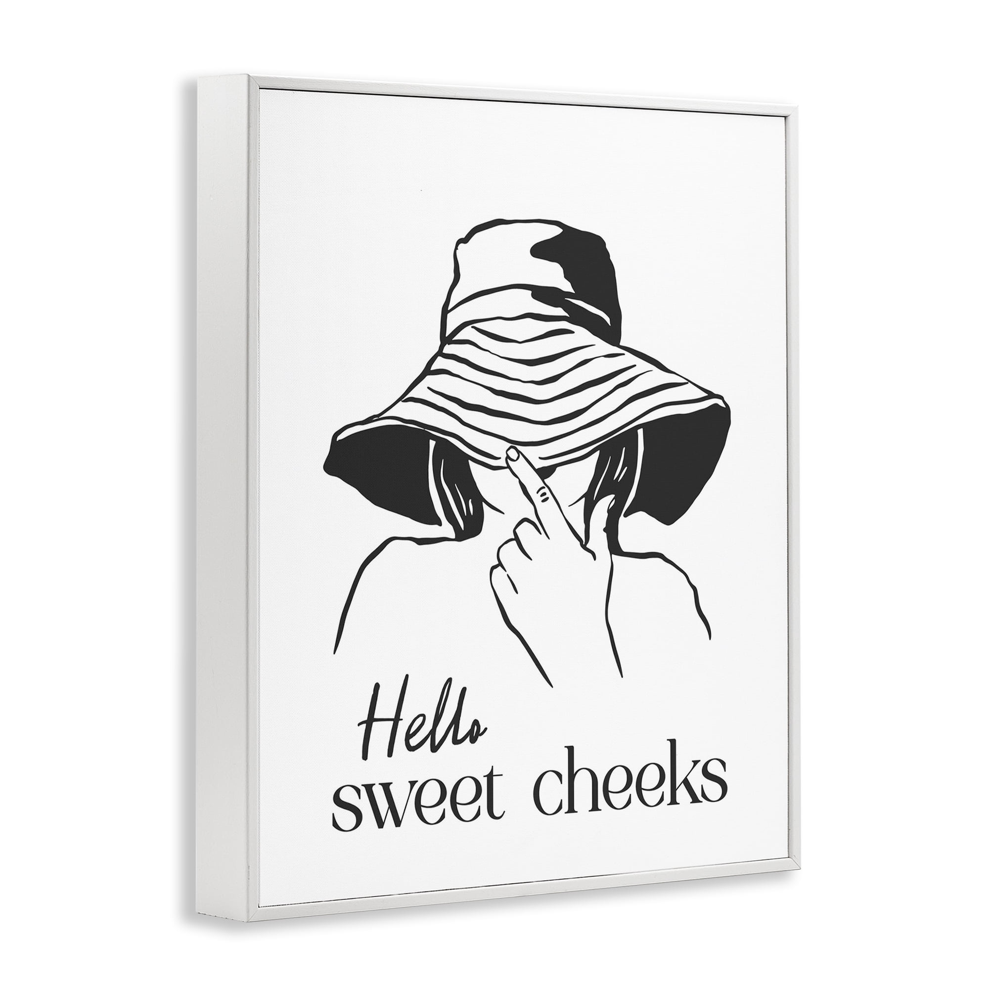 Stupell Industries Sweet Cheeks Bathroom Greeting White Framed Giclee Art, design by Lettered and Lined