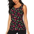 thumbnail image 1 of Junzan Ripe Red Cherry Pattern Workout Tank Tops for Women Sleeveless Running Loose Fit Yoga Tops Active Shirts Gym Exercise-Large, 1 of 7
