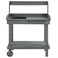 thumbnail image 6 of Outsunny 36'' Wooden Potting Bench Work Table with 2 Removable Wheels, Sink, Drawer & Large Storage Spaces, Gray, 6 of 9