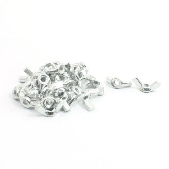 Unique Bargains M5 1/5" Coarse Thread Butterfly Nut Zinc Plated Wingnut 30PCS