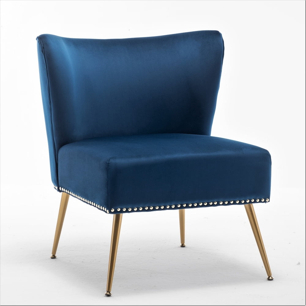 US Pride Furniture Corisha 25"W Velvet Armless Accent Living Room Chair, Dark Blue