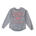 thumbnail image 6 of Women's Gameday Couture Gray Wisconsin Badgers Oversized Final Score Snow Wash Long Sleeve T-Shirt, 6 of 6