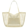 thumbnail image 3 of Bolsa De Malla Para Playa, Bolsa De Almacenamiento De Gran Capacidad Para Ir De Compras, Vacaciones, Acampar, Color Blanco, 3 of 8