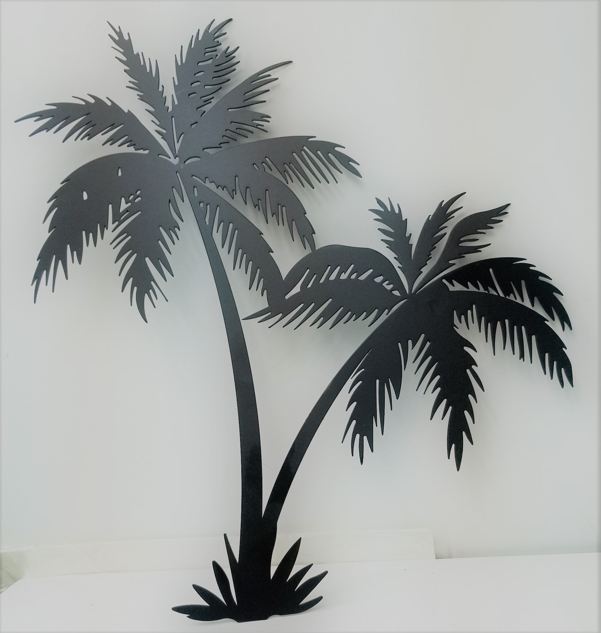 Tropical Palm Tree Scene Metal Art Decor 40" wide 