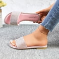 thumbnail image 4 of GJPBGK Women’s Rhinestone Slide Sandals Flat Open Toe Sandals One-Strap Slip-On Summer Slippers for Evenings, Travel, and Everyday Outfits, 4 of 6