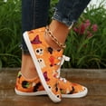 thumbnail image 6 of YLYL Halloween Women's Canvas Low Top Sneakers Pumpkin Skeleton Printed Slip-On Lace up Casual Flats Walking Shoes, 6 of 8