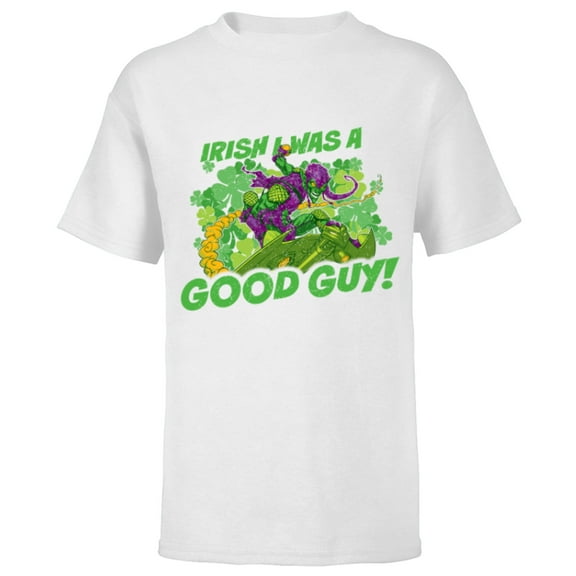 Marvel Green Goblin Irish I Was a Good Guy St Patrick’s Day - Short Sleeve T-Shirt for Kids - Customized-White