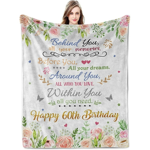 60th Birthday Gifts Happy 60th Birthday Decorations Ideas for Women Men 1962 Birthday Gifts for 60 Year Old Grandpa Grandma Friend 60th Birthday Decor Throw Blanket 60X50 Inch